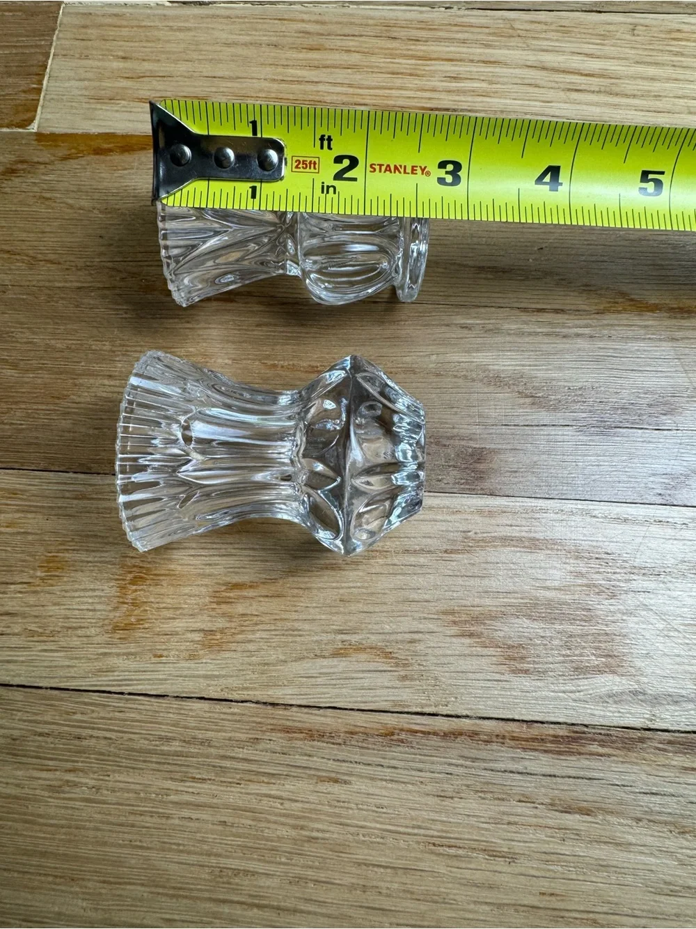 Set Of 2 Crystal Glass Toothpick Holder/ Bud Vase Sawtooth Diamond Starburst Fan